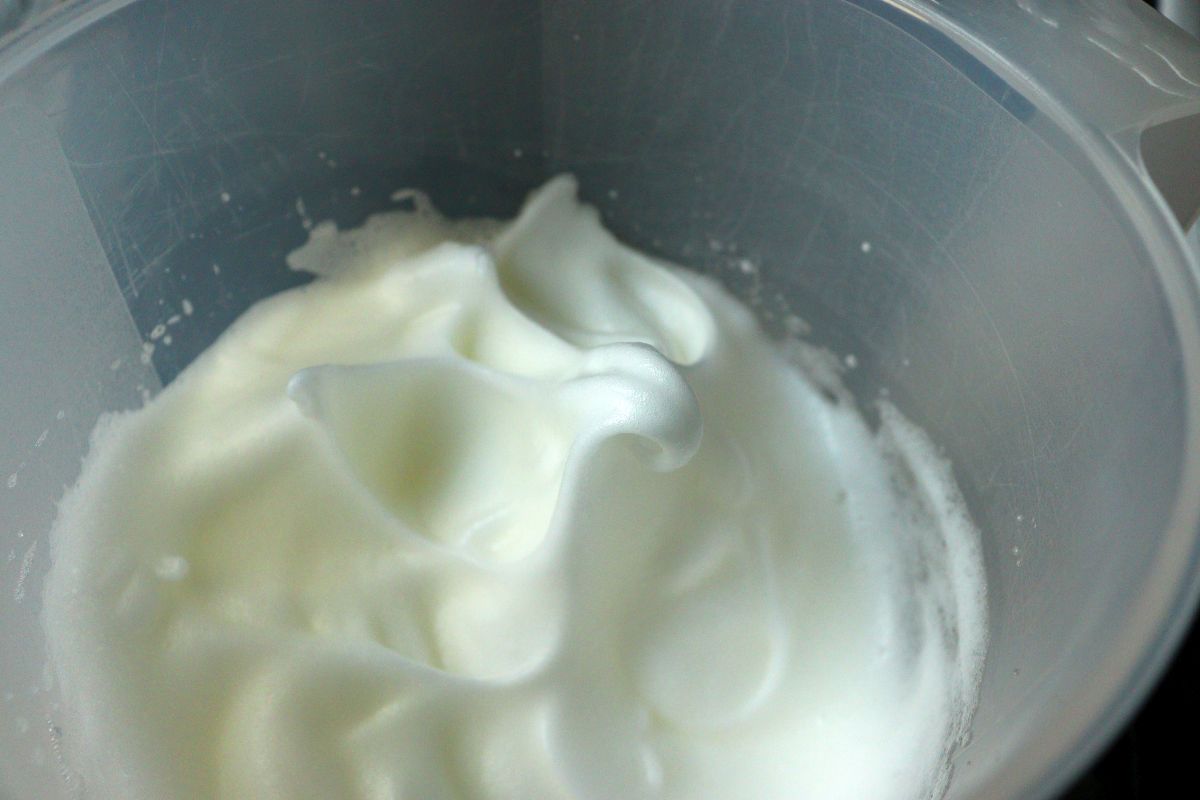 Egg whites beaten until soft peak