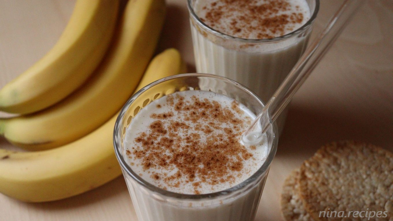 Banana Milkshake with only 2 main ingredients: overripe bananas and milk.
