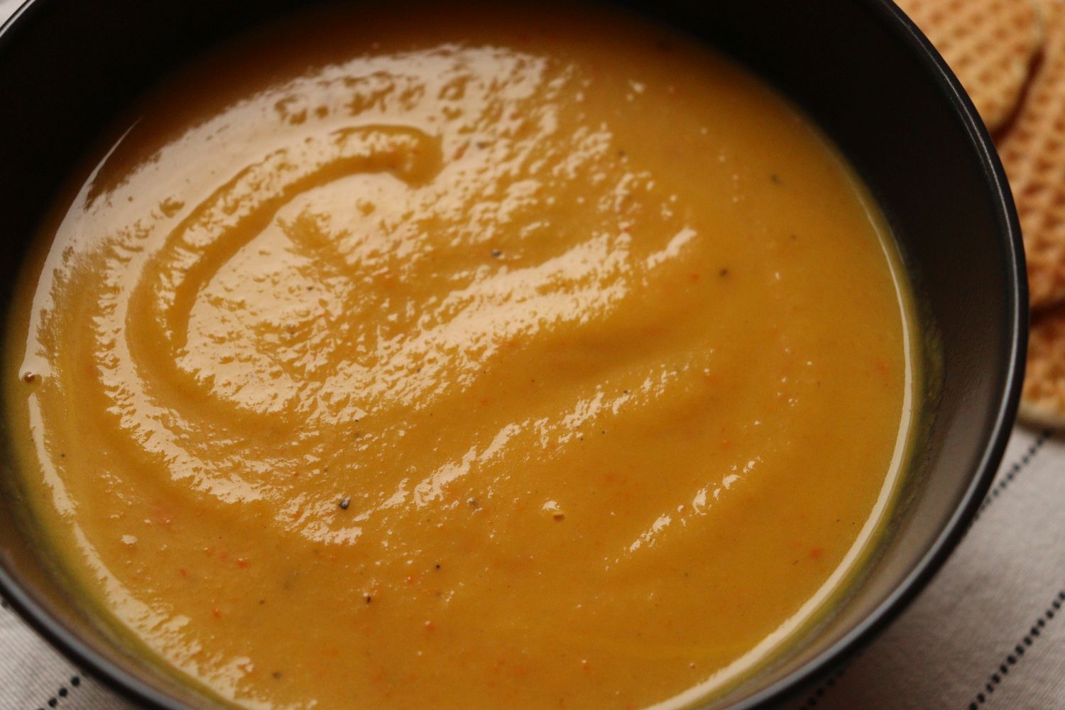 Pumpkin soup ready to be garnished