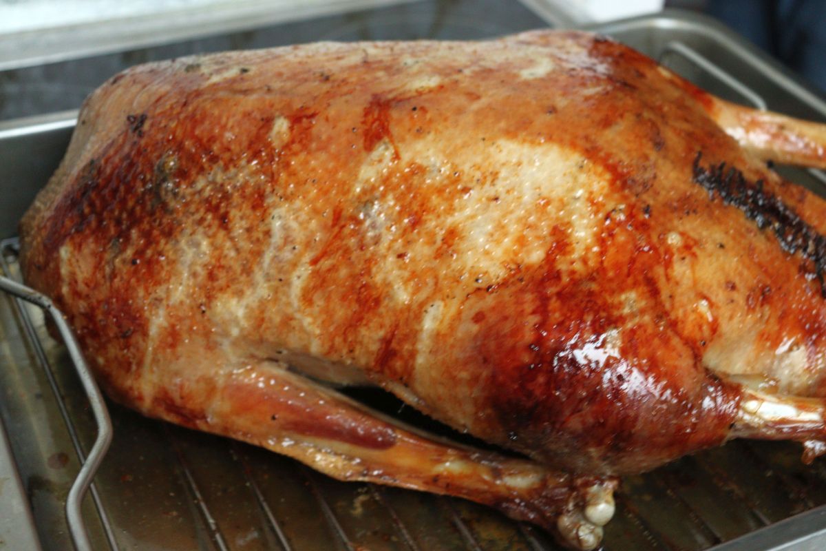 Nina Recipes: Roast goose with chestnut filling for Martin's Day or Christmas - Roasted on the back for another hour