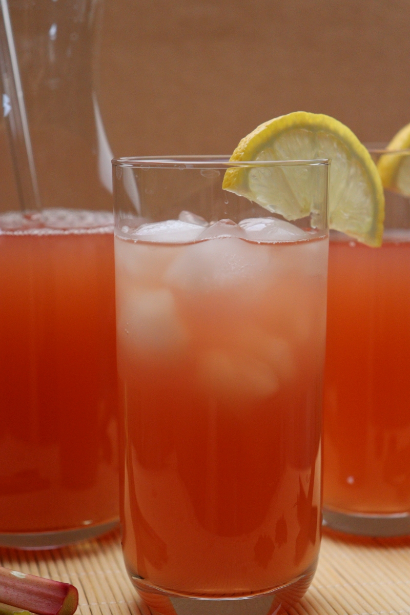 Rhubarb Lemonade made with leftover pieces and peel