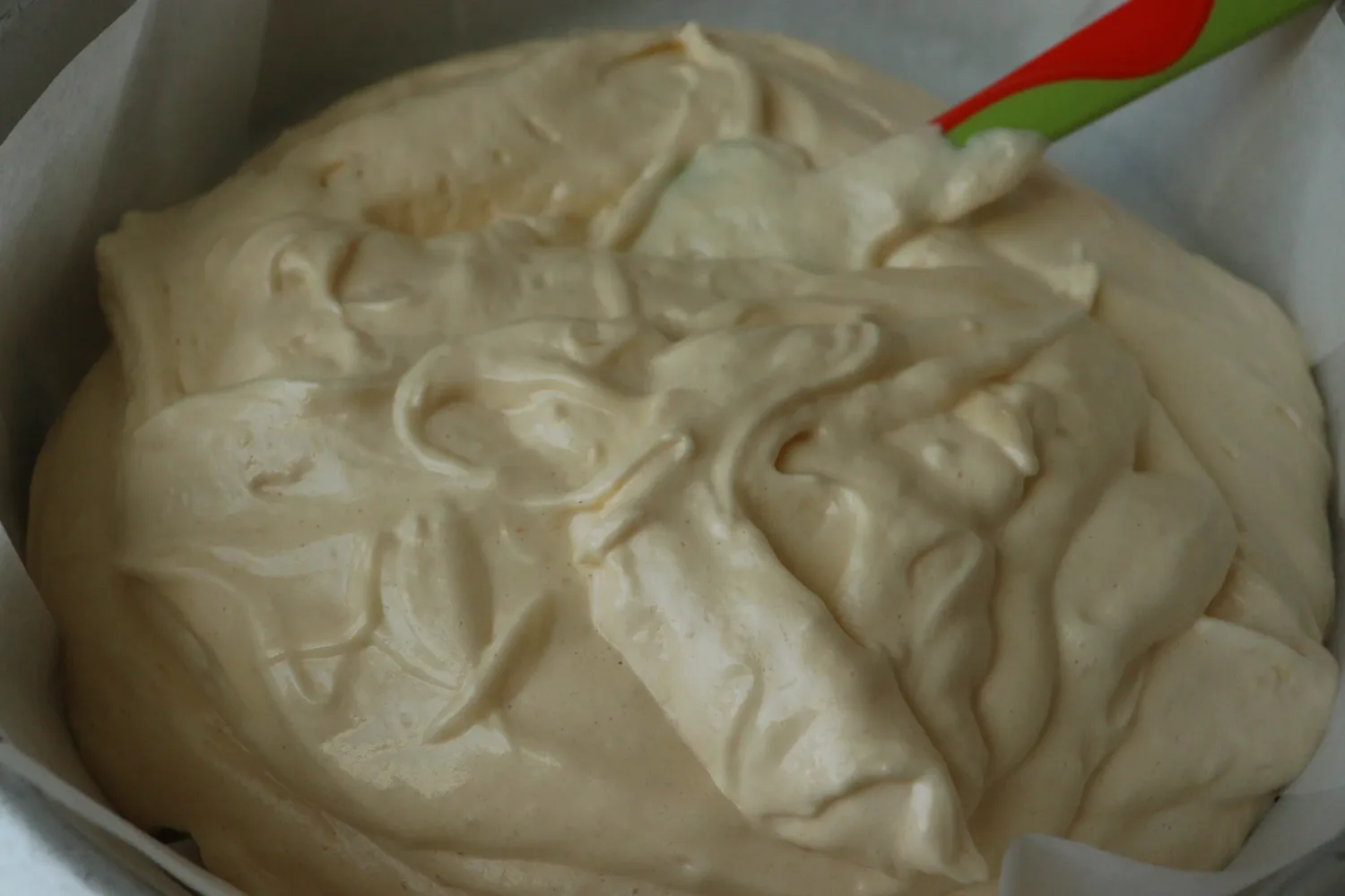 Nina's Recipes - Strawberry Biscuit Cake batter in a springform pan