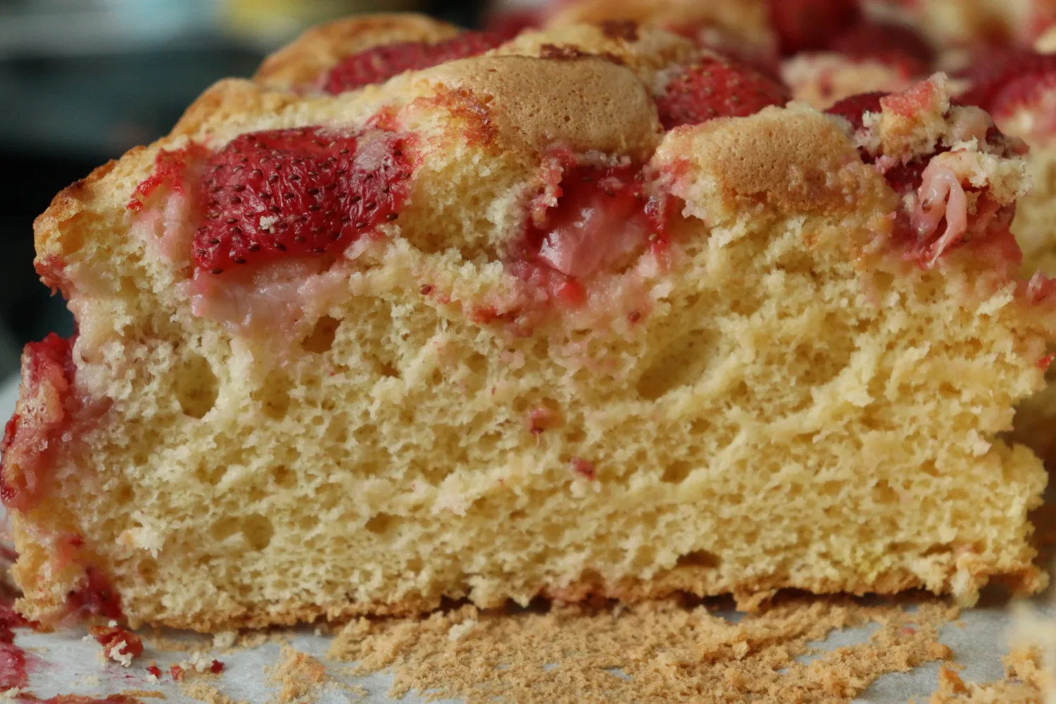 Nina's Recipes: A piece of freshly baked Strawberry Biscuit Cake, super fluffy