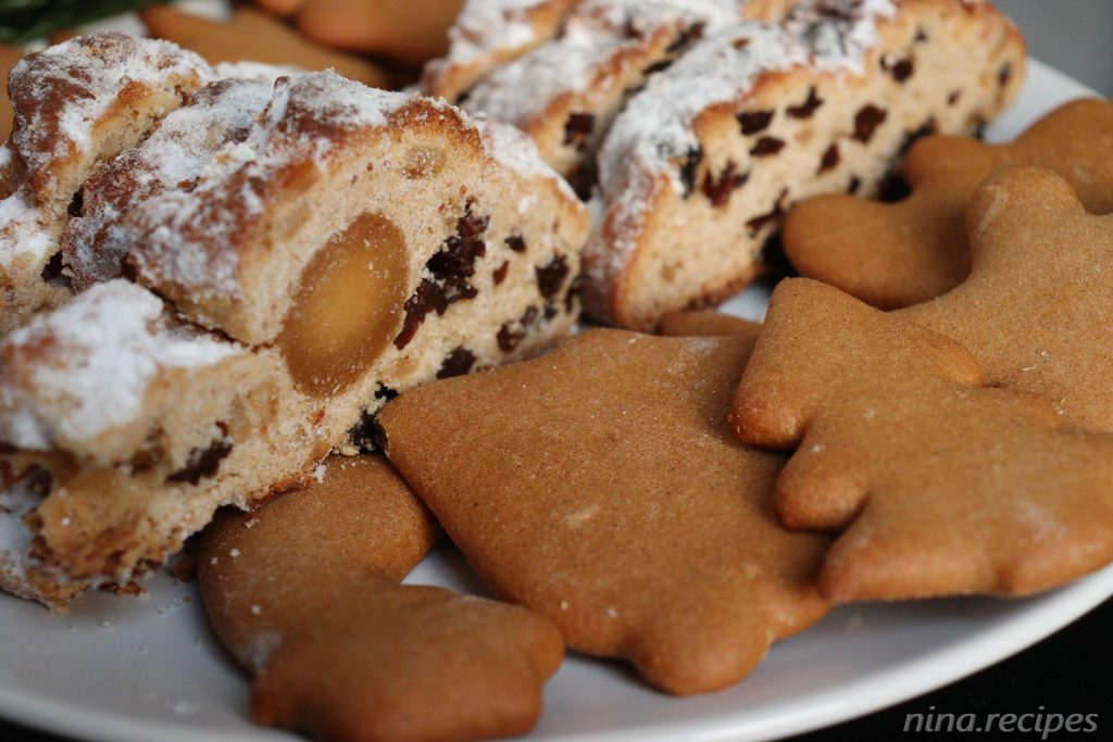 Nina Recipes: Freshly cut Christmas Stollen - Dresden Style with marzipan in the middle