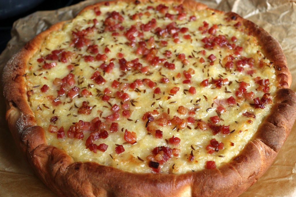 Schwäbischer Zwiebelkuchen - Swabian Onion Pie straight from the oven